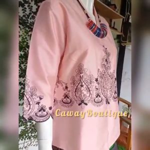 Atasan Wanita/Blouse Bordir Keong Bahan Tafetta By Caway Boutique