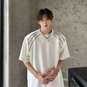 Áo Thun Nam Tay Ngắn Mùa Hè 2025 Thiết Kế Cứng Cáp Cổ Tròn Tay Lửng Áo Thun Polyester Thường Ngày Thoáng Khí Thoải Mái