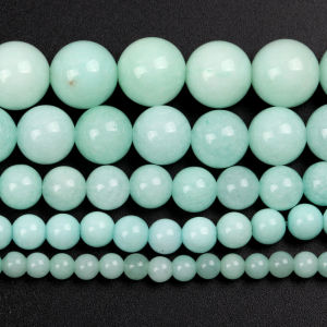Đá Amazonite Trơn Mịn Tự Nhiên Hạt Tròn 4mm-12mm Để Làm Đồ Trang Sức DIY Vòng Tay Dây Chuyền - Màu Sắc Đa Dạng 15 Inch