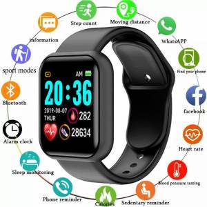 ใหม่ Smart Watch หน้าจอสีขั้นตอนการนับหลายโหมดกีฬาข้อความเตือนการถ่ายภาพเพลงการควบคุมระยะไกล S Mart W Atch Y68 D20