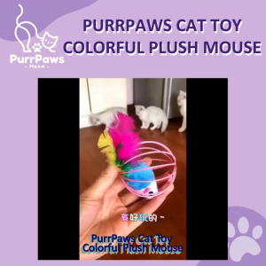 PurrPaws Cat Toy Colorful Plush Mouse / PurrPaws Mainan Kucing