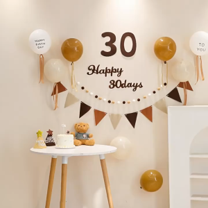 INS Felt Happy Birthday Hanging Banner Flag Khaki Brown Pull Flags Birthday Party Backdrop Decoration