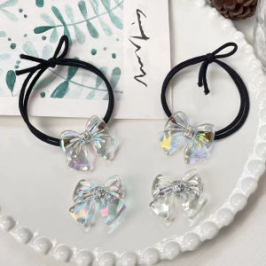 Crystal Hair Ties Fairy Tale Princess Crystal Hair Accessories Butterfly Knot Hair Bands Transparent Hair Clips Sweet Girl Hair Accessories