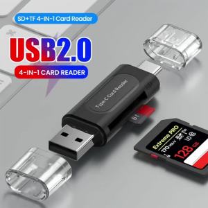 Bộ Đọc Thẻ USB Type-C 4 Trong 1 Tốc Độ Cao Đa Chức Năng Dành Cho iPhone 15/16 PC/Điện Thoại Hỗ Trợ Thẻ TF/SD