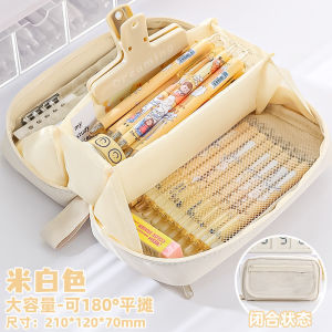 Sweet Solid Pencil Case 180 Degree Flat Open Large Capacity Pencil Bag Stationery Pouch For Girls Daily School Learning Storage