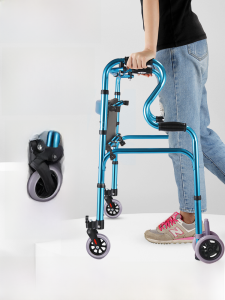 Four-Wheel Elderly Walker Shopping Cart Portable Foldable Training Brain Infarction Prevention Fall Hand Pushcart for Seniors