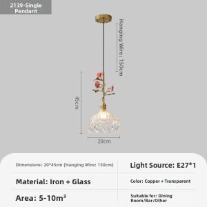 OUCHAO | Vintage French Cottage Bedroom Rose Pendant Light