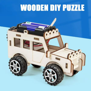 Wooden DIY Car Toy Wooden Four Wheel Drive Racing Assembling Science Experiment Kits Kids Stem Educational Toy