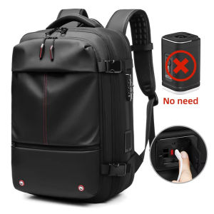 กระเป๋าเป้สะพายหลังโรงเรียนกระเป๋าเดินทางผู้ชายอัดสุญญากาศขนาด17นิ้วความจุขนาดใหญ่สำหรับธุรกิจกระเป๋าเป้แล็ปท็อปกระเป๋าเป้สะพายหลังเดินป่าขยายได้