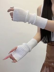 30cm Long JK Lolita Cosplay Girls Fingerless Gloves Arm Warmers Women Knitted Hand Work Gloves Wrist Sleeves