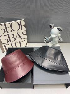 Angora Red Retro Fisherman Hat Womens High Quality PU Leather Wide Brim Bucket Hat Fall and Winter Face-Looking Small Bucket Cap Tide