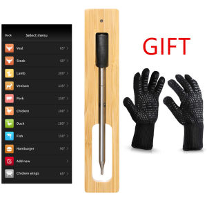 Wireless Meat Food Thermometer for Oven Grill BBQ Smoker Kitchen Smart Digital Bluetooth Barbecue Thermometer BBQ Gloves