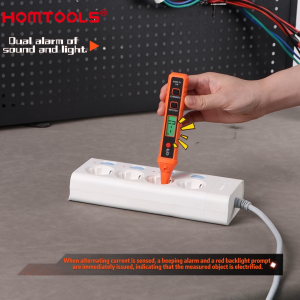HOMTOOLS💥HM66 Bút đo không tiếp xúc Màn hình kỹ thuật số Cảm ứng thông minh 400V Điện áp không cháy Thông qua dây điện đa chức năng Bút thử