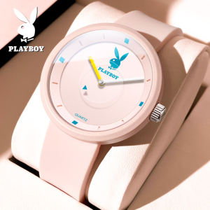 PLAYBOY Watch For Women Waterproof 2024 Original Korean Style Cute Casual Fashion Silicone Quartz With Gift Box Ladies Watch