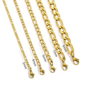 HIYEE 3MM-9MM Basic Punk 3:1NK Stainless Steel Cuban Curb Link Chain Necklace For Men 3 Color Male Neck Jewelry Accessories