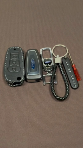Ford Territory Ranger Fiesta Everest Remote Car Key leather Case Cover with Keychain