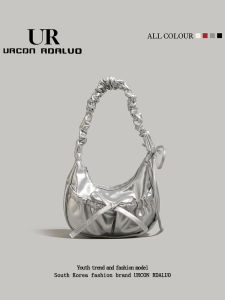 UR Fashion Silver Underarm Bag Womens 2025 New Trendy Pleated Dumpling Bag Versatile Handbag Single Shoulder Crossbody Bag