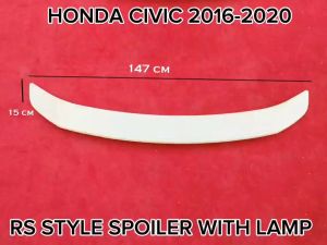 HONDA CIVIC 10TH 2016-2020 RS STYLE SPOILER WITH LAMP REAR TRUNK LIP ABS SKIRT LIP BODYKIT