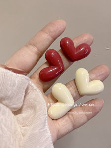 Spring Summer Heart Shaped Mosquito Coil Tray Earrings Womens Fashion Jewelry Decorative Large Love Heart Exaggerated Clip-Ons