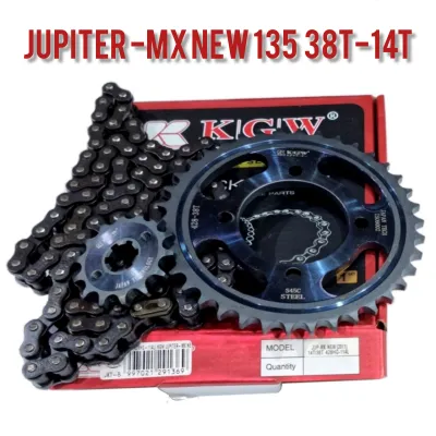 PAKET GEAR SET JUPITER MX NEW 135 - CHAIN KIT JUPITER MX NEW 38T-14T BLACK SERIES
