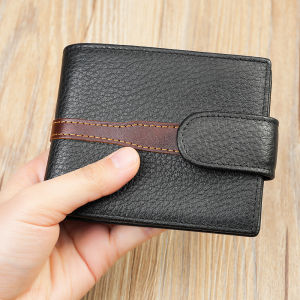 BeeGreen Men Real Leather Folding Wallet Fashion Contrasting Color Card Holder Classic Long Wallet High Quality Male Wallet