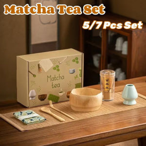 5/7PCS Traditional Matcha Gift Set Bamboo Matcha Whisk Spoon Ceramic Matcha Japanese Tea Sets Bowl