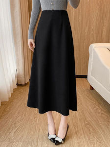 MEITESIJIAONU | Drape A-Line Skirt Mid-Length Black