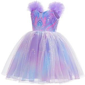 Girl Purple Glind Wicked Witch Cosplay Costume Maxi Skirt Elegant Prom Magic Birthday Party Dress 4-12 Years Carnival Halloween