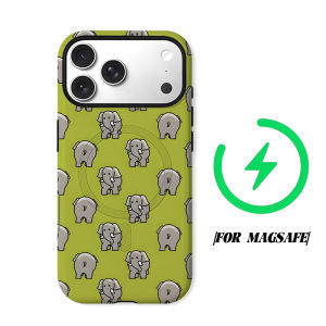 BILIBILI | Cute Olive Elephant Phone Case for iPhone 18 17 16 15 14 13 12 11 Air Pro Max Plus Double-layer Cover