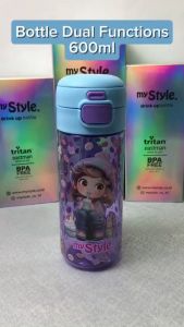 My Style TM 1313 C Dual Functions Drink TRITAN Bottle 600ml for Girls - Botol Minum Dual Fungsi Anak Perempuan