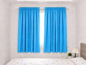 Amandas set of plain ligth blue curtains for door window sink and valancer.6ft 7ft