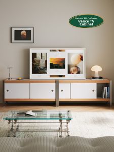 NANGUAHEZI | Bauhaus Style Antique White Wooden TV Cabinet