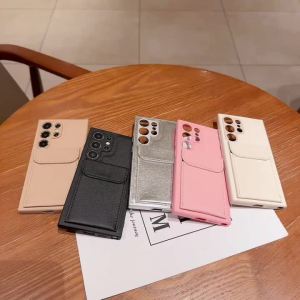 Vegan Leather Solid Color Wallet Case For Samsung Galaxy S26 Ultra S25 S24 S23 Plus Card Slot Stand Anti-Shock Cover