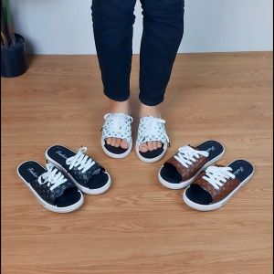 Sepatu Sandal Wedges Wanita Kasual Slip On Half Sneaker Kekinian Kasut Perempuan Praktis COD SPT-90