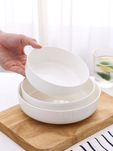 Pure White Bone China Deepened round Dish Home Use Dining Utensils Soup Plate Salad Plate Steamed Dish Ceramic Plate