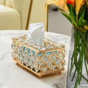Kristal kotak tisu /kotak tisu emas /tempat tisu kaca elegant /emas cantik crystal tissue box bling  Kotak tisu kertas tahan air  cantik  elegan