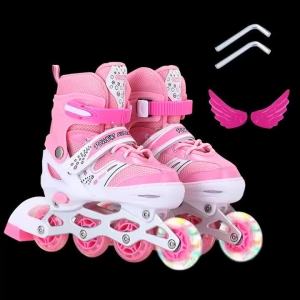Adjustable Double Row Quad Roller Skates 4 Wheels Skating Sneakers Outdoor Sport Roller Skate Shoes for Kids Boys Girls Teenag
