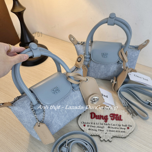 Túi nữ đeo chéo + quai cầm size 19 quai đôi form đẹp chất da jean dày dặn full màu