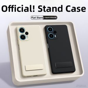 imobile | Shockproof Liquid Silicone Phone Case with Stand Red mi Note 12 Turbo Soft Black