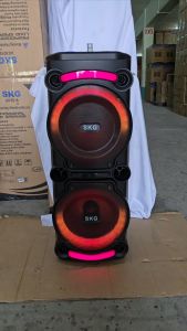 SKG ลำโพง พกพา บลูทูธ 12นิ้ว x 2ดอก 40wRMS ขยาย 12120 W ไมค์ลอย 2ตัว ไฟวิบวับ (ปิด-เปิดได้) รุ่น AV-7014 BT12 สีดำ