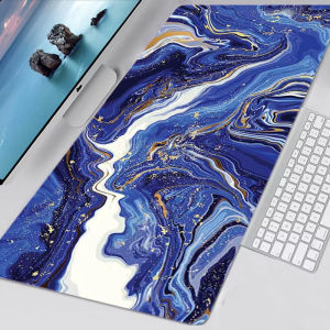 Ocean Blue Marble Pattern Desk Mat Waterproof Non-slip Extended Mouse Pad