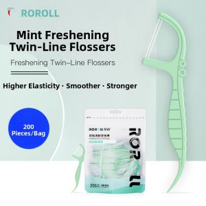 ROROLL | Mint Flavor Double Thread Super Thin Fresh Dual Use Dental Floss