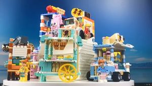 Mainan Anak Perempuan Balok Susun City Toko Modern Puzzle DIY Bangunan rumah Balok susun Street View