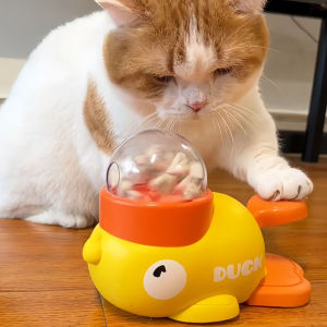 Pet cat and dog toy little yellow duck pattern pet intelligence self-entertainment food transmitter leaky food toy