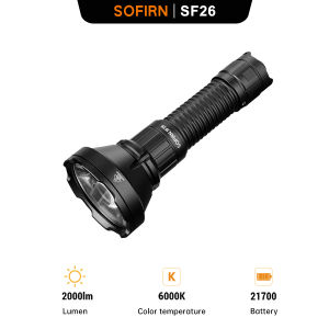 Sofirn SF26 21700 Tactical Flashlight 2000lm LED Lanterna Luminus SFT40 USB C Rechargeable Torch with Double Tail Switch