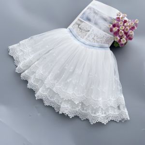 Girls Lace Skirt Baby Mesh Skirt White Puffy Short Skirt Childrens Tulle Skirt Spring Autumn Cotton Polyester Gauze Skirt