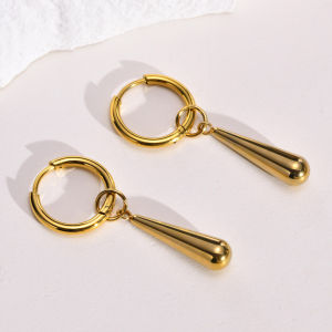 Titanium Steel Waterdrop Earrings for Women Gold Stainless Steel Dangle Earrings as Statement Accessories