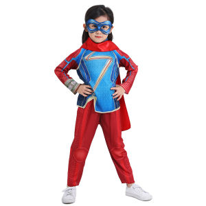 Fast shipping Children Ms Marvel Costume Cosplay Girls Kamala Khan Supergirls Women Birthday Carnival Halloween Suit