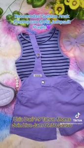 Setelan Anak Perempuan Motif Jumpsuit Purple