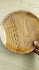 PROMO BISA BAYAR DITEMPAT - COD Piring Makan Liuk 20cm Food Grade Kayu Jati Estetik Premium Termurah